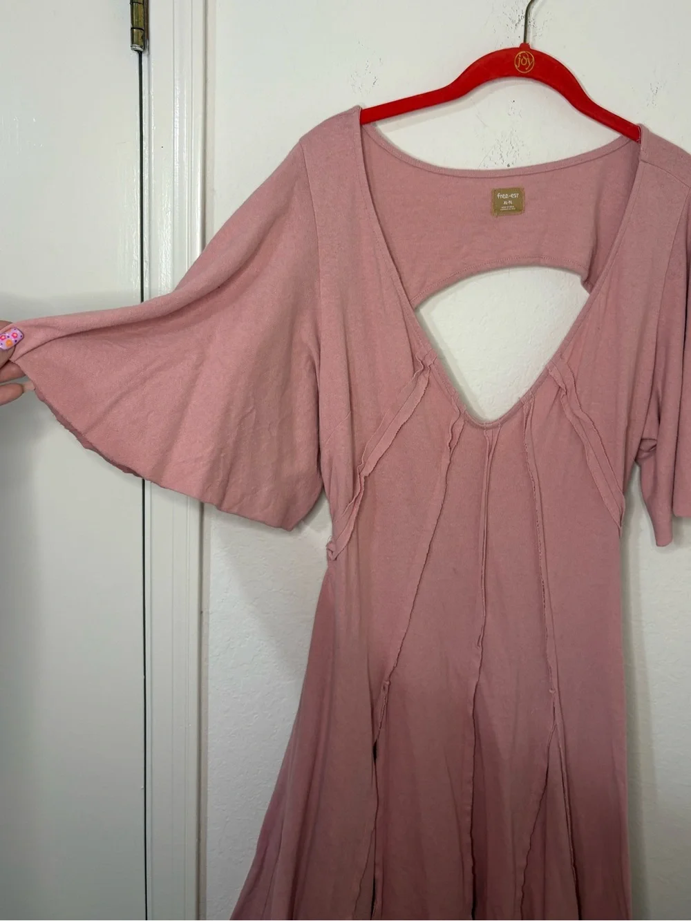 Free People Free-est Angelique Mini Dress Pink Blush open back size XL